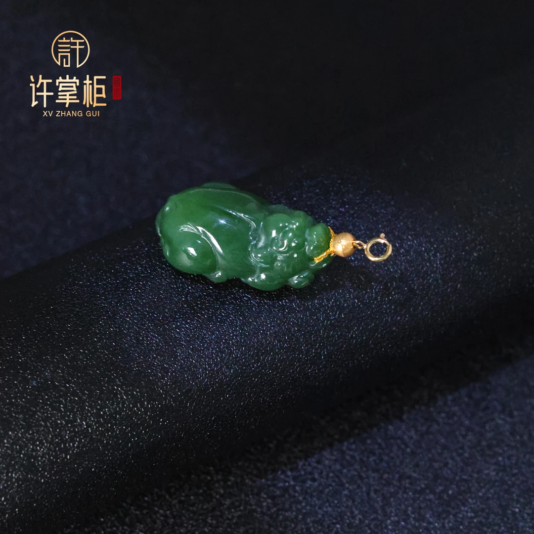 YGY｜玉润瑞貅 18K金天然和田玉碧玉吊坠貔貅颈饰国潮风气质