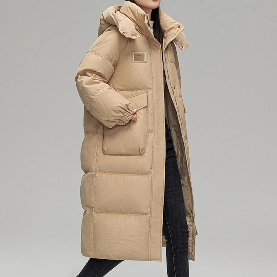 中长款纯色长款常规连帽女宽松秋冬防风女士