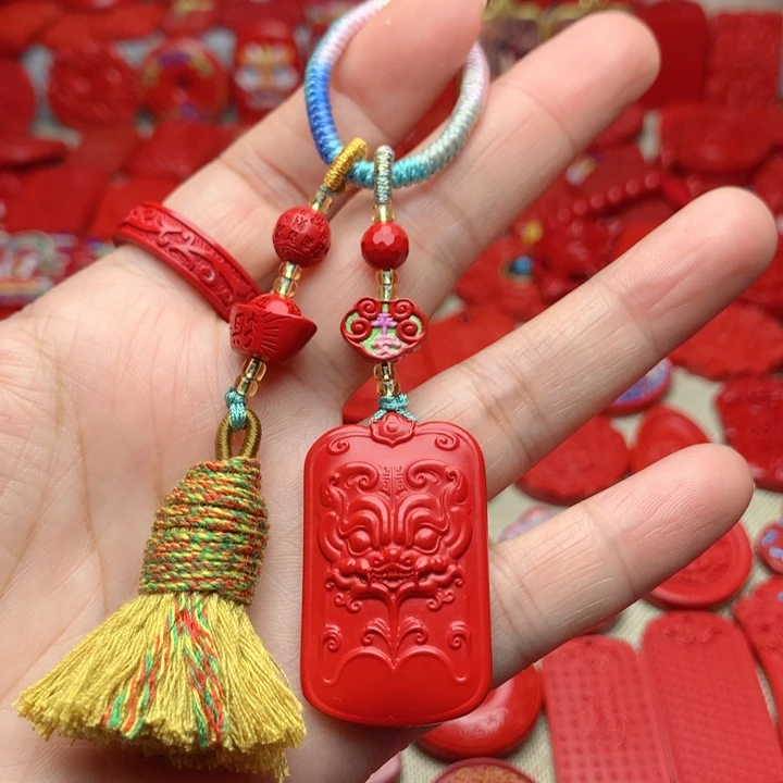 天然辰砂工艺品朱砂钥匙扣包包挂