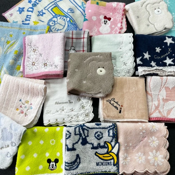 日系尾单纯棉小手帕 卡通各种小可爱小方巾 100分纯棉刺绣小毛巾