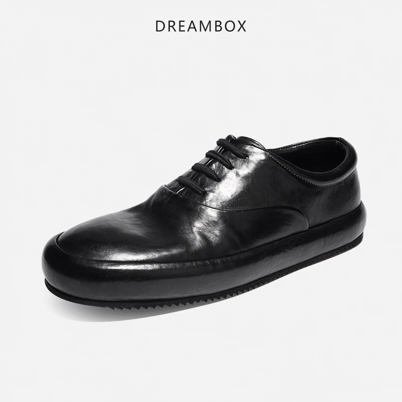 dreambox钧博vibram防滑软底软面休闲板鞋重水洗马皮透气秋季男鞋