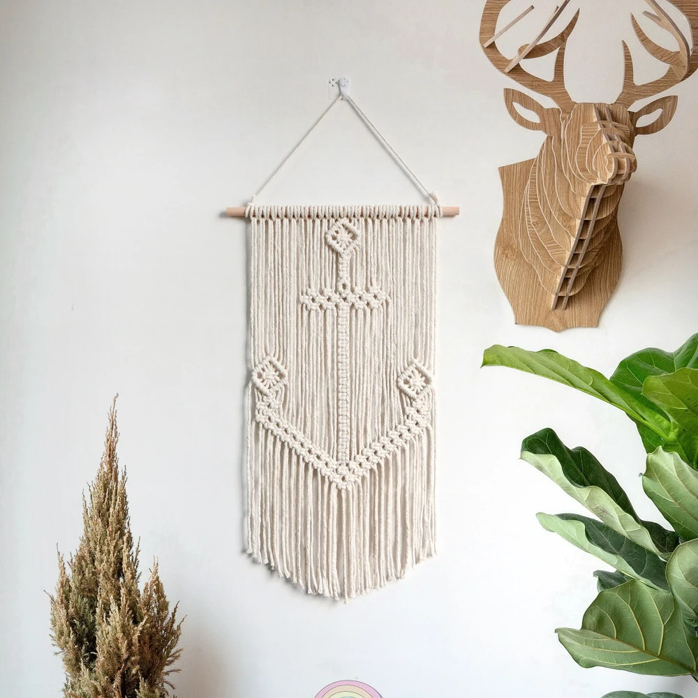 创意新款手工船锚图案墙饰家居墙面装饰壁挂编织绳编民宿纯手工