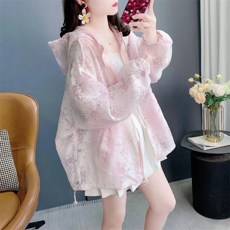 2025新款宽松超火冰丝防晒衣女夏季薄款大码透气防晒服开衫外套潮