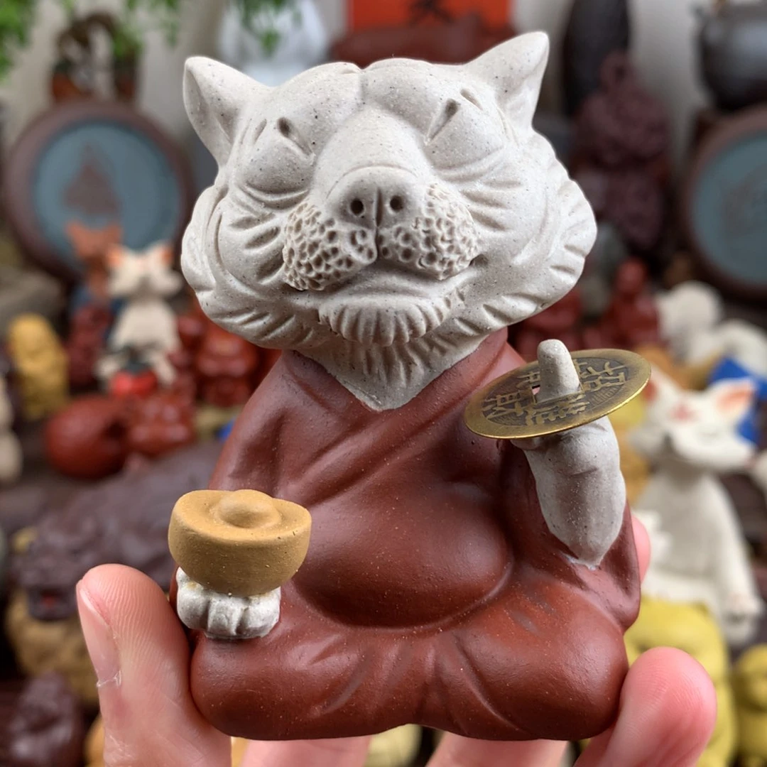 紫砂茶宠一直有钱打坐虎仙