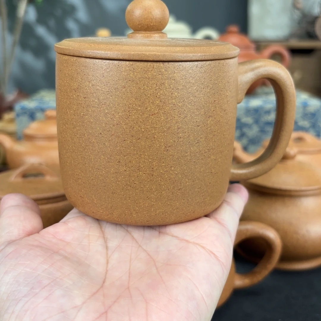 紫砂茶壶梨皮黄段盖杯