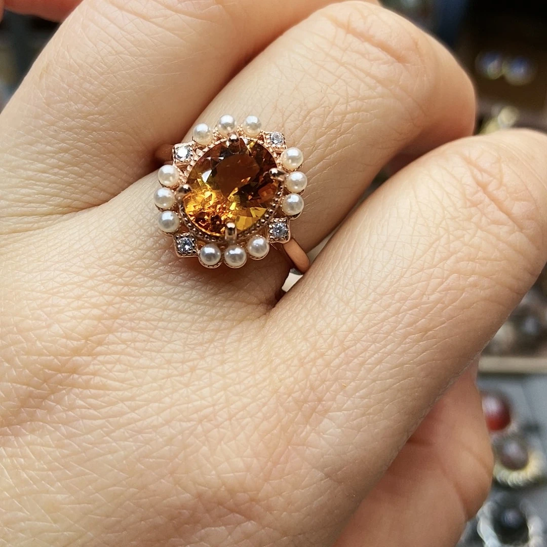 水晶戒指银S925镶嵌美***士