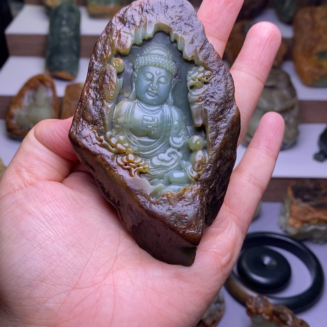 岫岩河磨玉（透闪石质玉）未镶嵌把件火***子