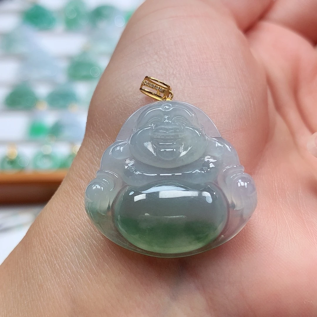 翡翠18K金镶嵌吊坠(赠链)27.2-29.5-6