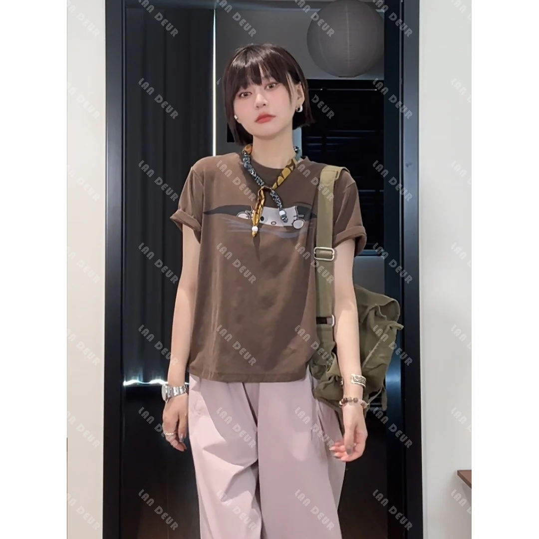 JIUJIU【伯克利书店】百搭休闲夏季复古宽松舒适印花设计师水洗T恤