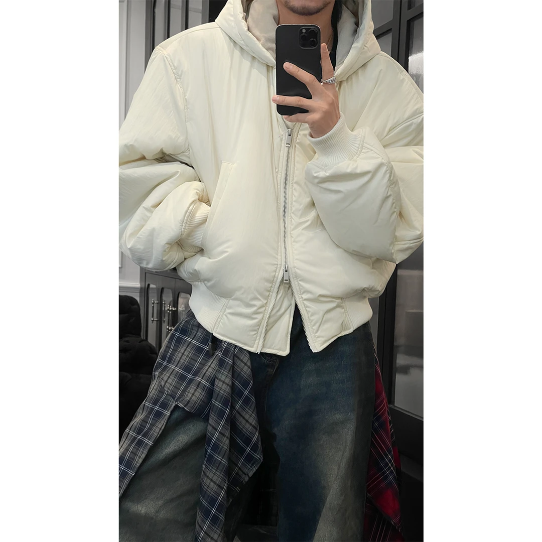 龙叨叨冬季新品简约高级感连帽棉服外套男宽松舒适百搭保暖棉衣潮