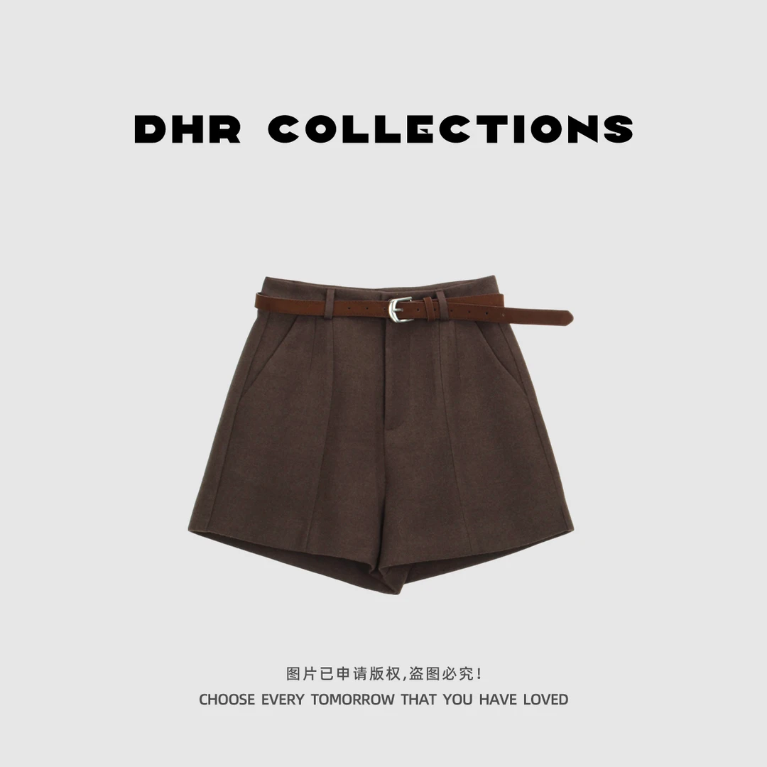 豆豆1【羊毛短裤】2025秋季新款通勤风百搭中腰显瘦裤子-622225QK