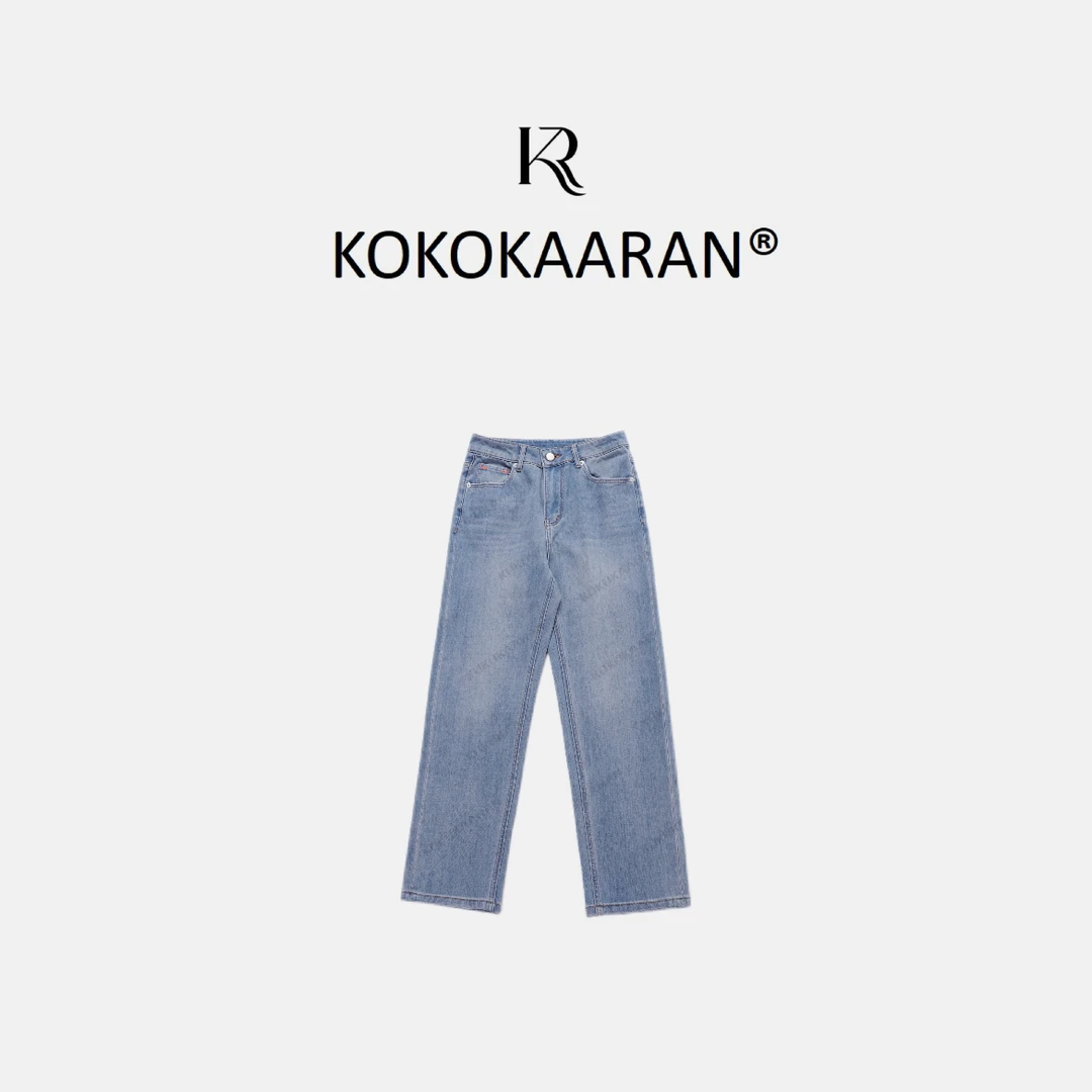 kokokaaran/可可咔伦 莱塞尔混纺显瘦舒适九分直筒牛仔裤SH250166