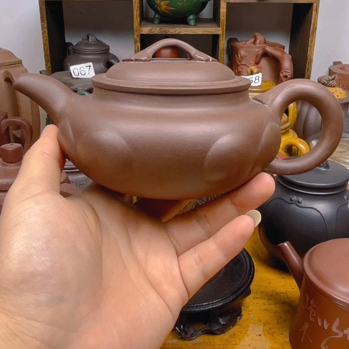 茶壶紫砂紫砂壶老紫泥仿古如意400cc