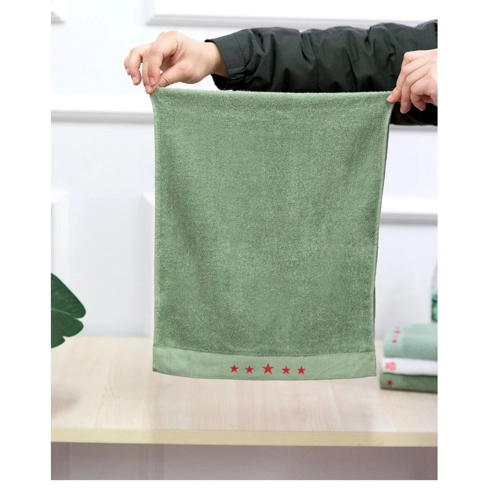 正品军训毛巾绿毛巾军绿色毛巾纯棉吸湿透气厚实不掉色毛巾