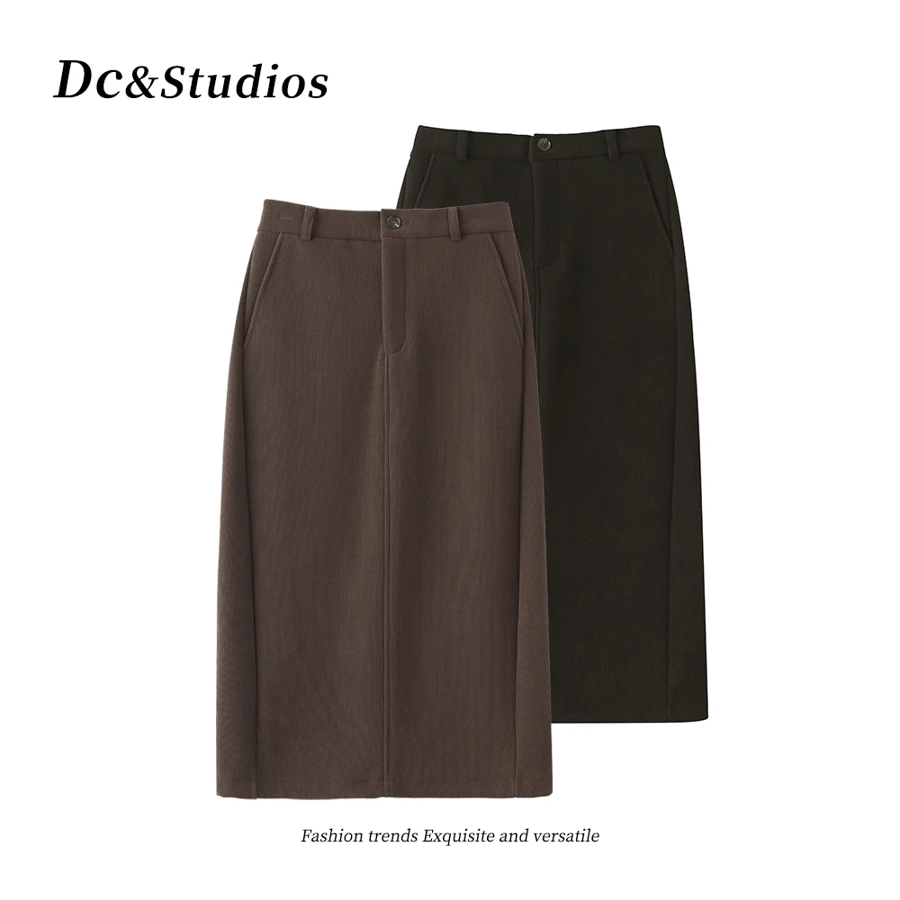 门店37&9！拉高腰线~优化身材比例/绵羊毛高腰百搭半身裙女 C19873