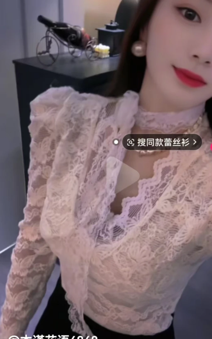 时尚显瘦百搭飘带款蕾丝