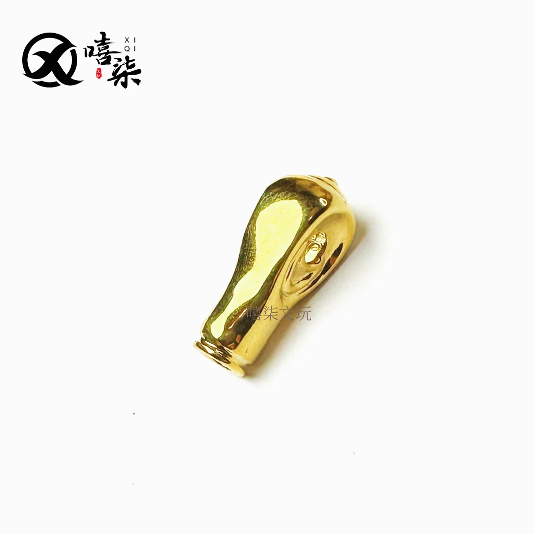 Q458【(质检)18k金小尺寸三通】尺6.3/7.3过2.0线 百香籽 文玩配饰