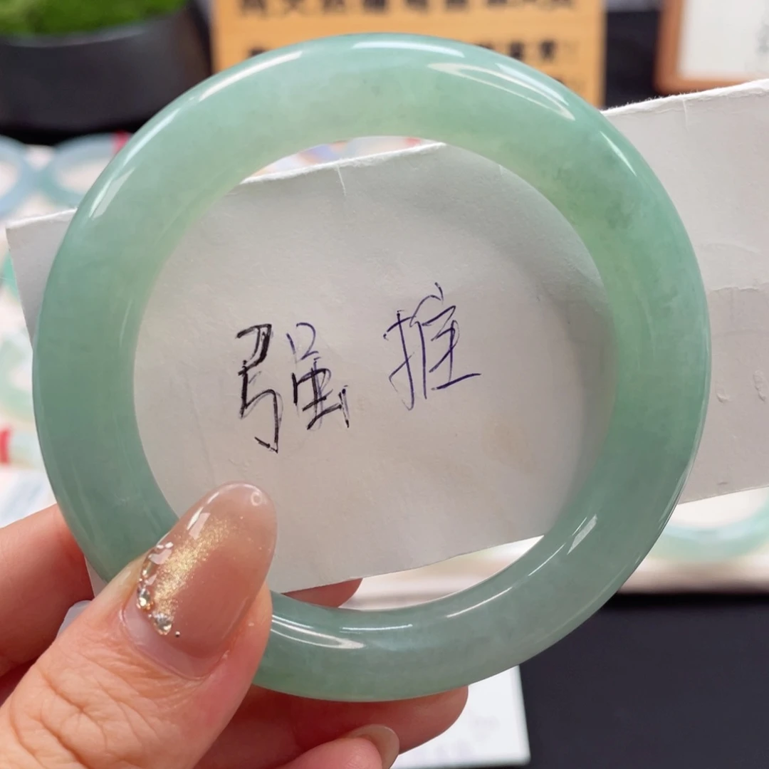 未镶嵌手镯翡翠19号冰甜绿胖圆条