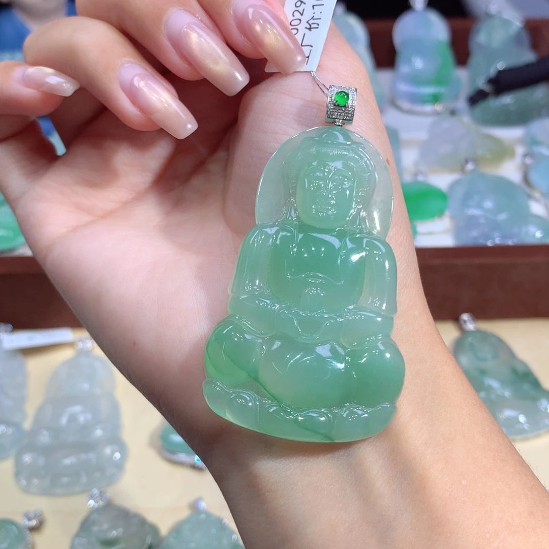 吊坠(不含链)18K金镶嵌翡翠