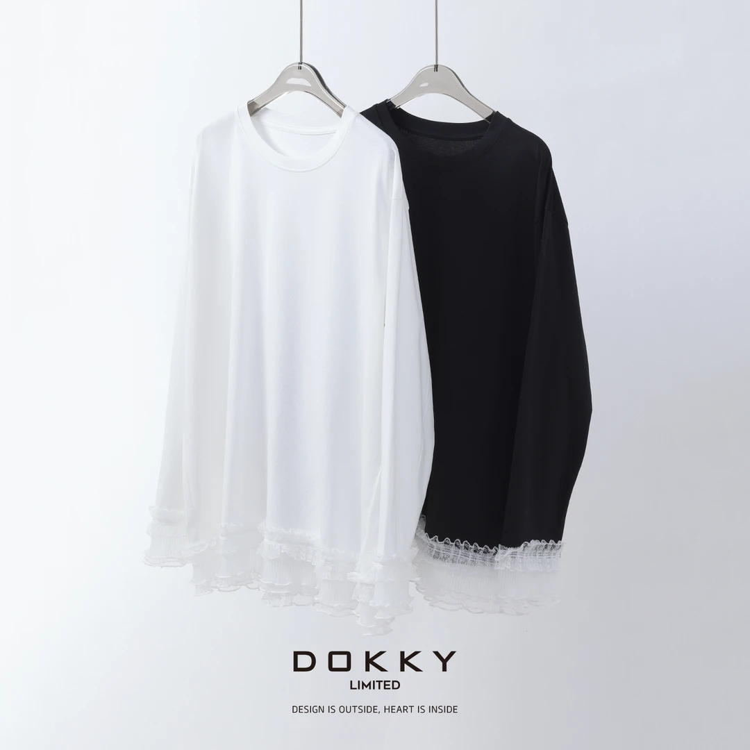 【夜莺与蔷薇】DOKKY绝美蕾丝.舒适纯棉.别致设计感|花边拼接T恤