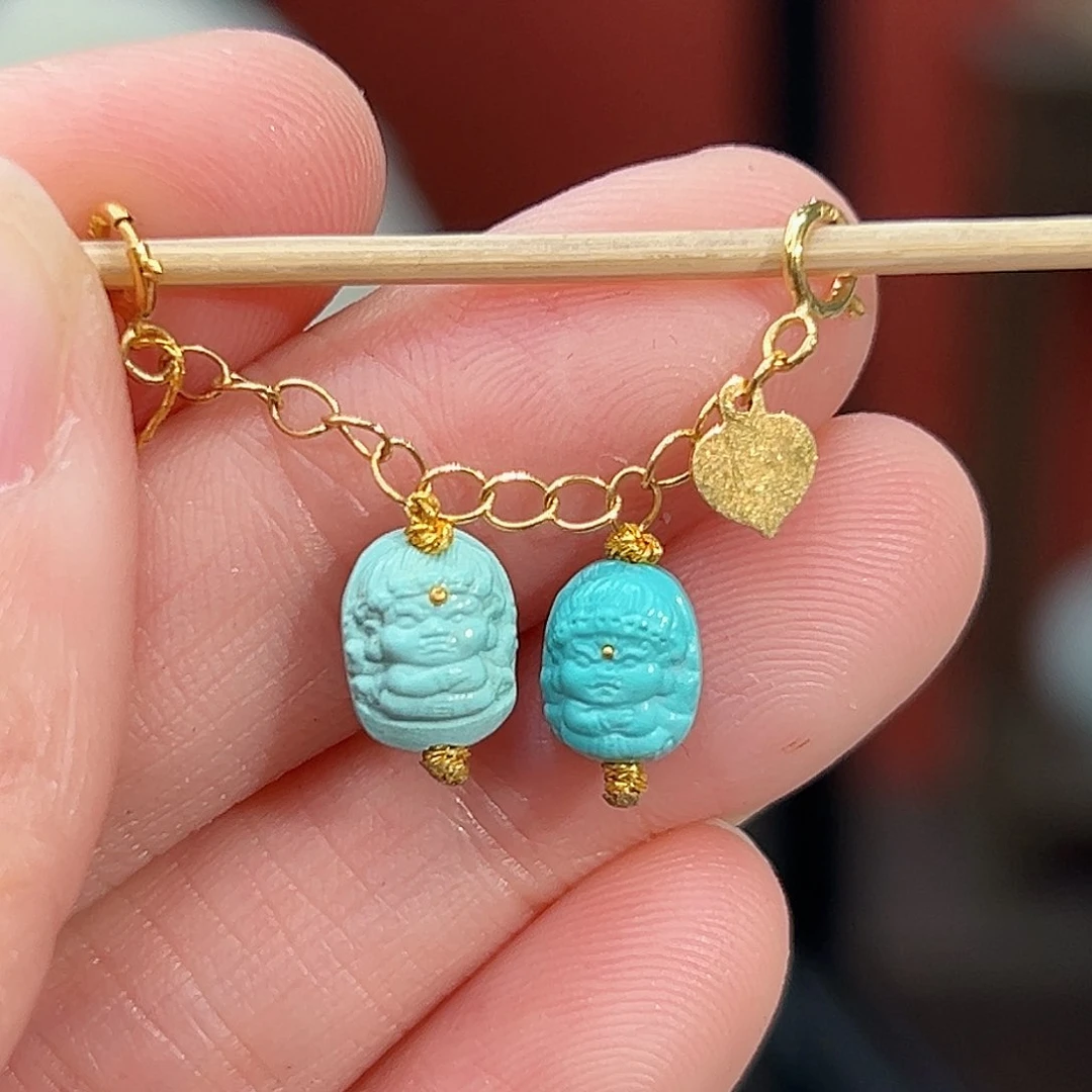 绿松石珠宝奇石18K金镶嵌