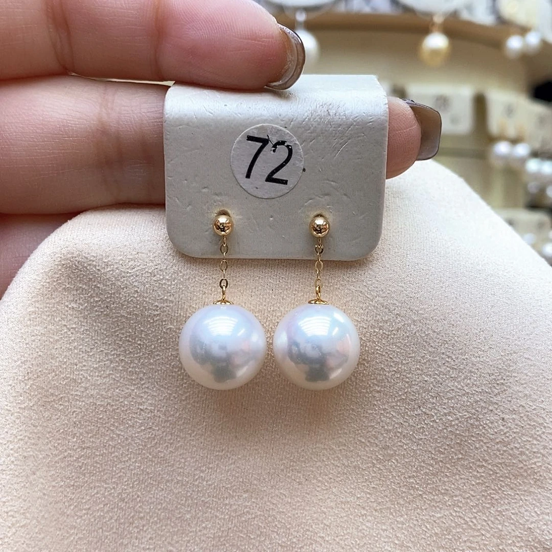 淡水珍珠18K金镶嵌耳饰