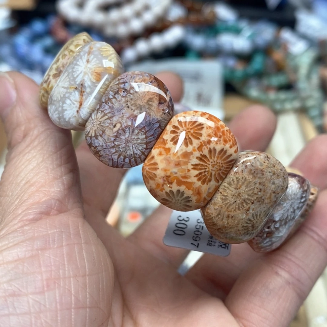 硅化珊瑚（珊瑚玉）手链未镶嵌我***肉232