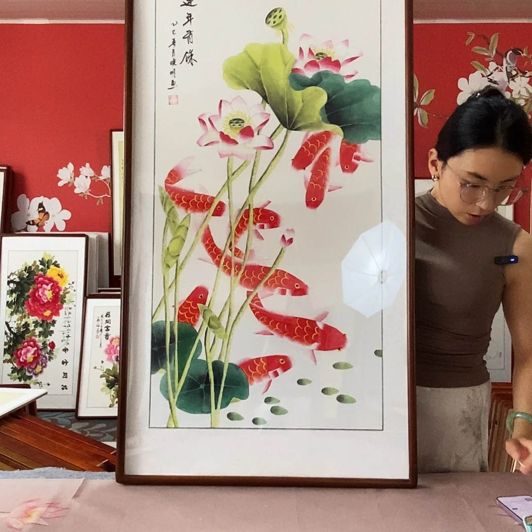 国画手写手绘带框包邮62✖️122国画作品