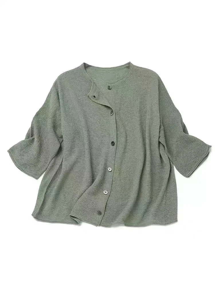 树影微摇 夏季沙爽旧感混纺开衫 轻薄