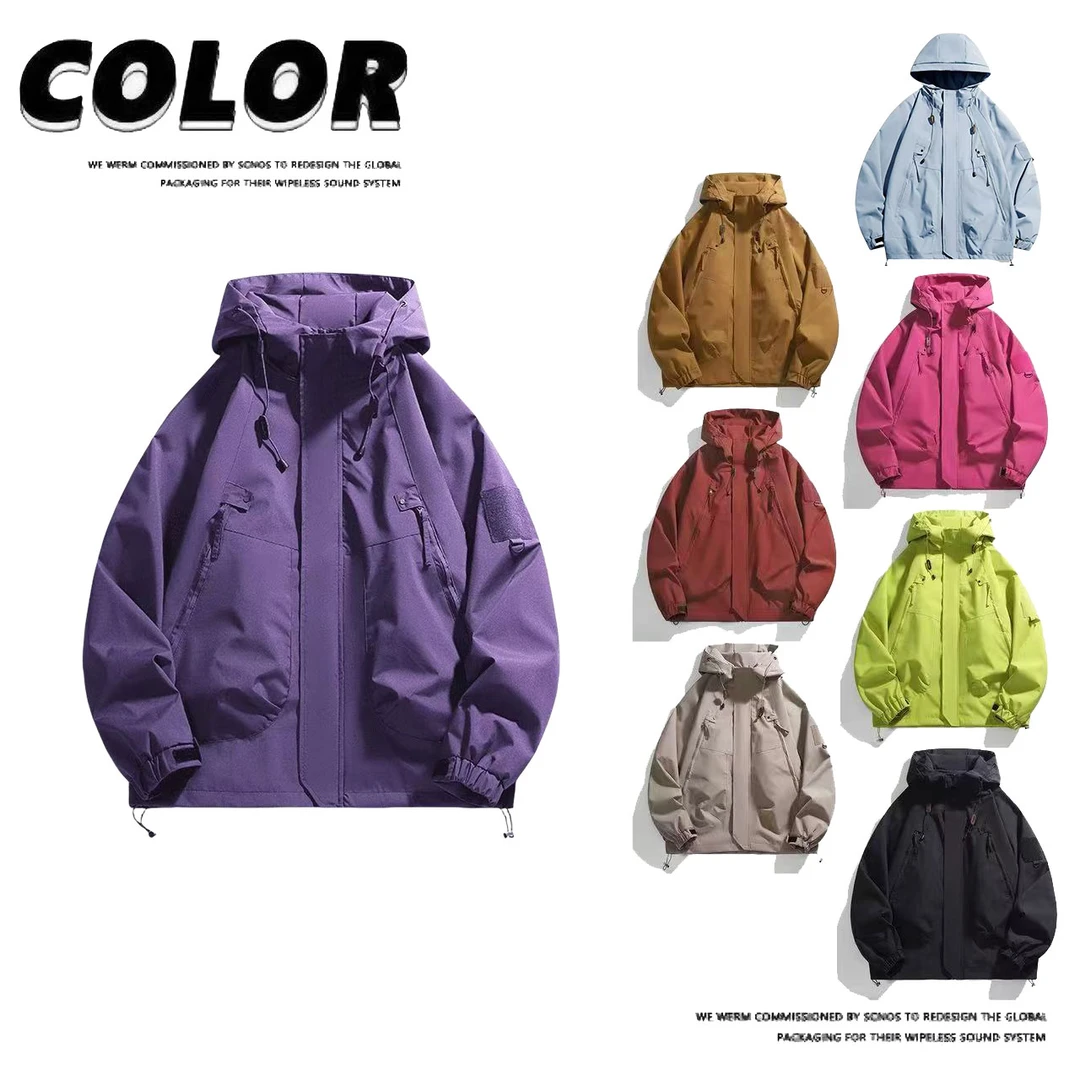 【J90】高档秋季男女同款美式宽松防风冲锋衣户外潮流连帽夹克外套