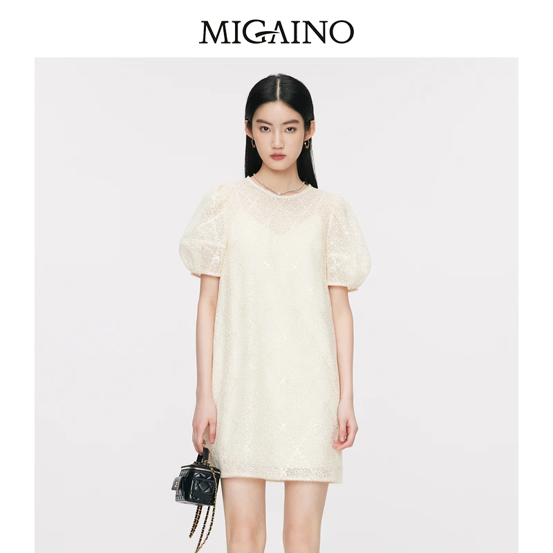 Migaino/曼娅奴品牌25年气质连衣裙时尚优雅气质MO24DB696
