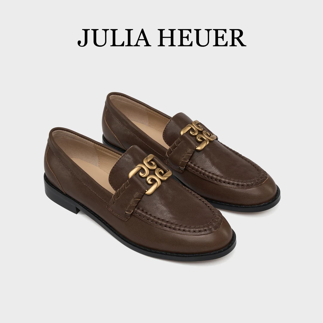朱莉亚丨JULIA HEUER百搭时尚金属扣圆头舒适圆头乐福鞋女鞋2451