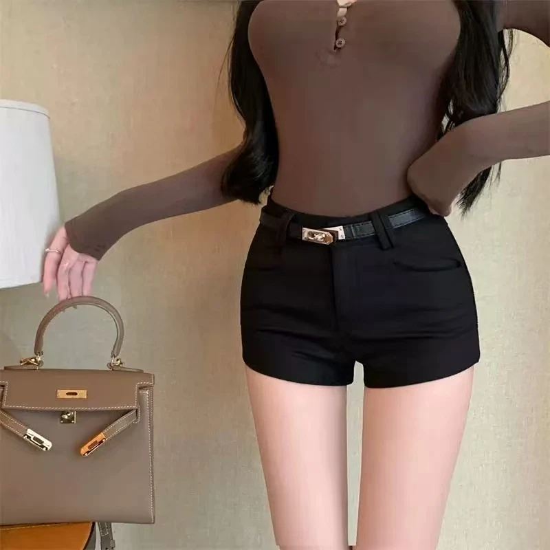 【TONG】新款高腰百搭修身牛仔显瘦短裤（225）