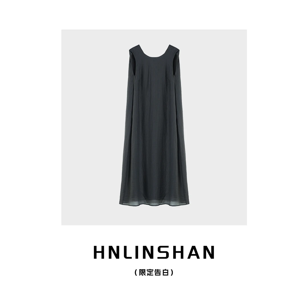 【限定告白】泡泡揉纸皱扭结宽松连衣裙LS20431517