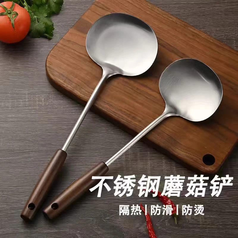 复古实木不锈钢长柄勺子加厚炒菜家用厨具炒勺汤勺厨房贵州铲