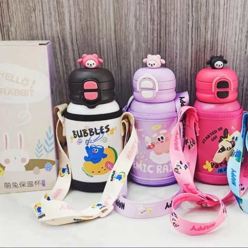 【儿童双盖保温杯】小学生幼儿园大容量便携防摔防漏直饮杯吸管杯