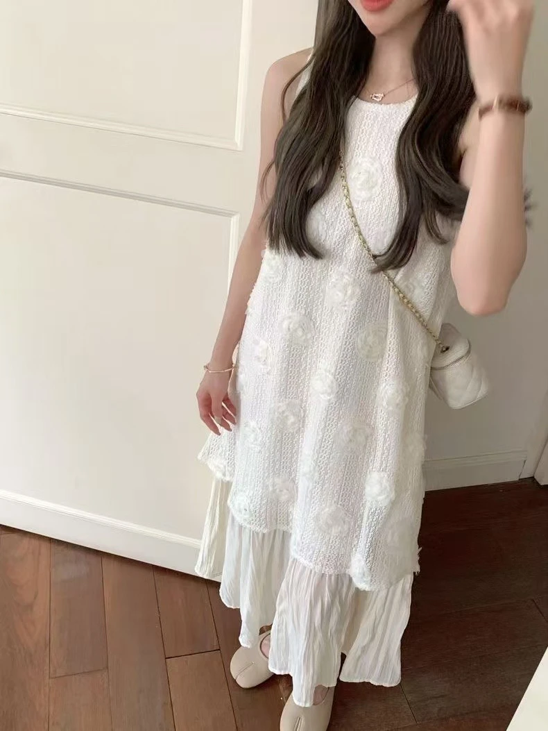 减龄设计感吊带裙女2024夏季新款宽松显瘦慵懒风中长款裙子