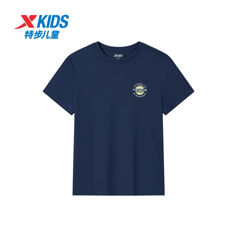 【达人专属】特步儿童夏季透气吸湿条纹拼色T恤短袖675225019120