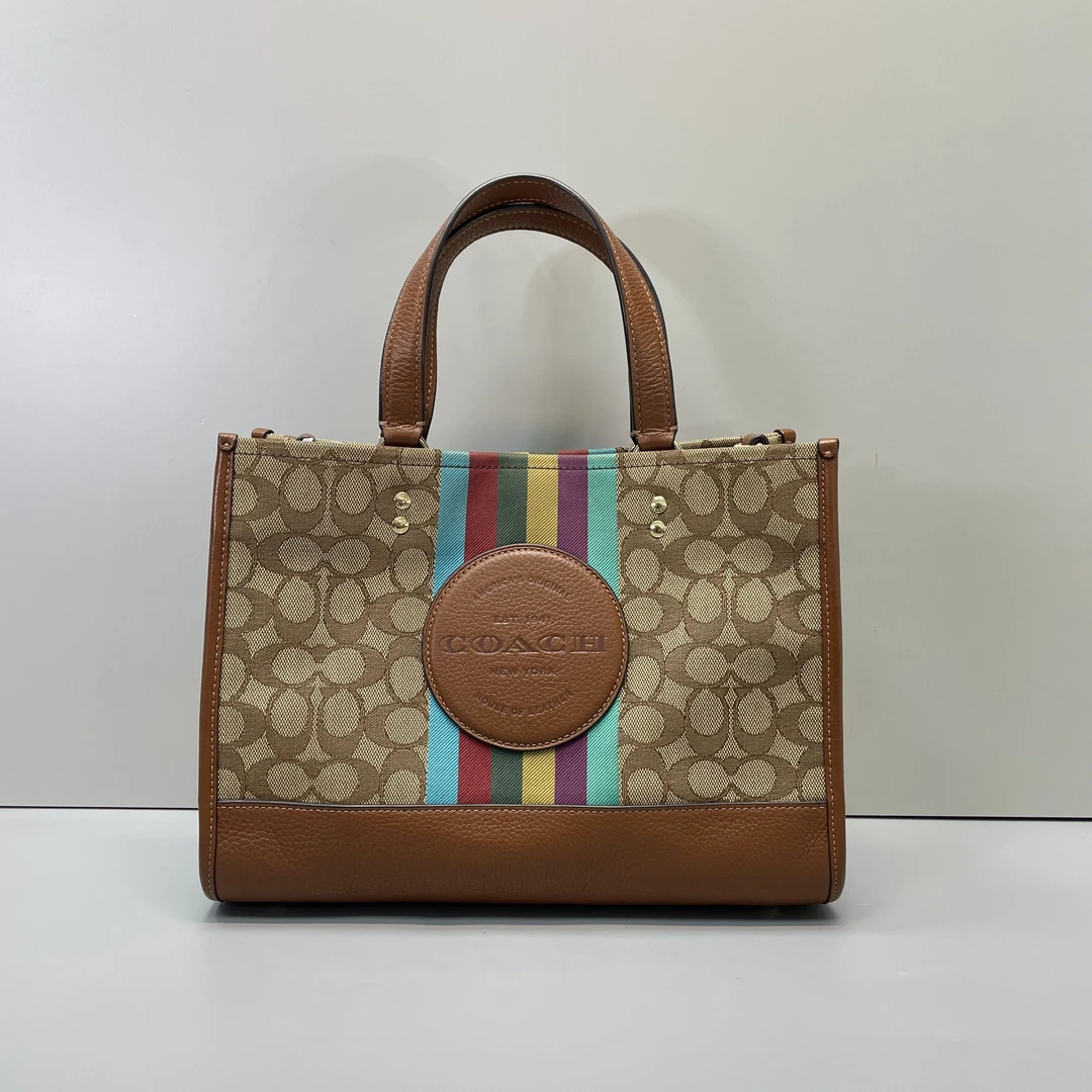 95新 COACH/蔻驰 小林/彩虹条纹横版方托30*22*12cmA111106