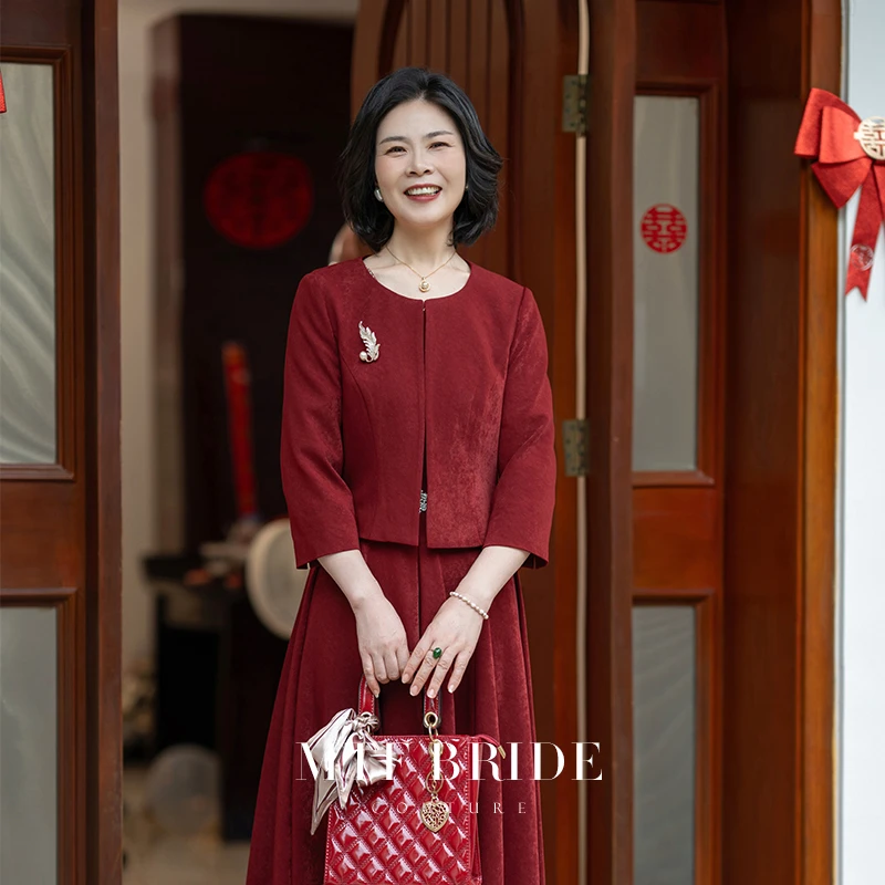 满庭芳华【珠帘】欧若风妈妈婚宴礼服连衣裙2025喜婆婆两件套结婚女