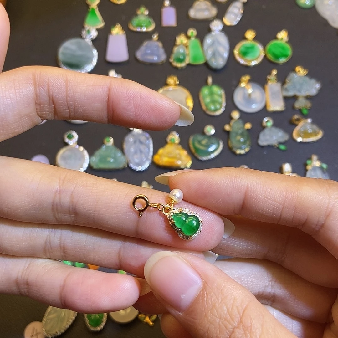 翡翠银S925镶嵌吊坠(不含链)