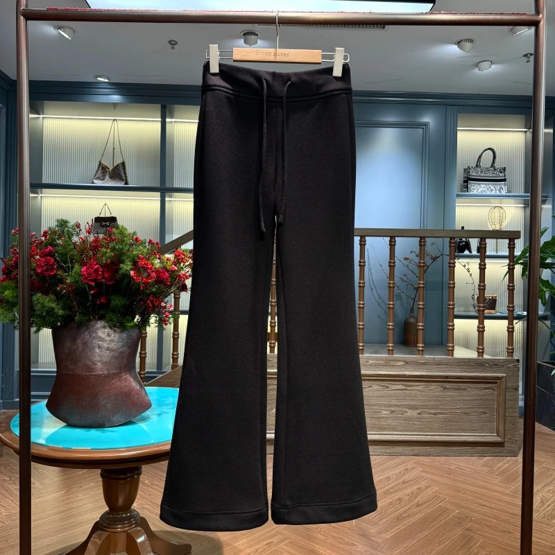 KK&MERRY时尚百搭显瘦抽绳松紧腰修身加绒微喇休闲裤KDBC0593