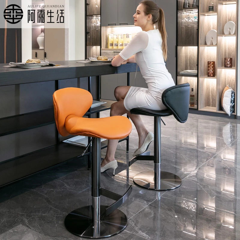 【新疆西藏包邮】现代简约吧台椅家用升降旋转不锈钢意式极简轻奢