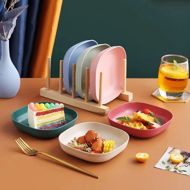 【②元抢10个】吐骨碟家用日式小麦秸秆水果餐桌垃圾方形加深塑料盘