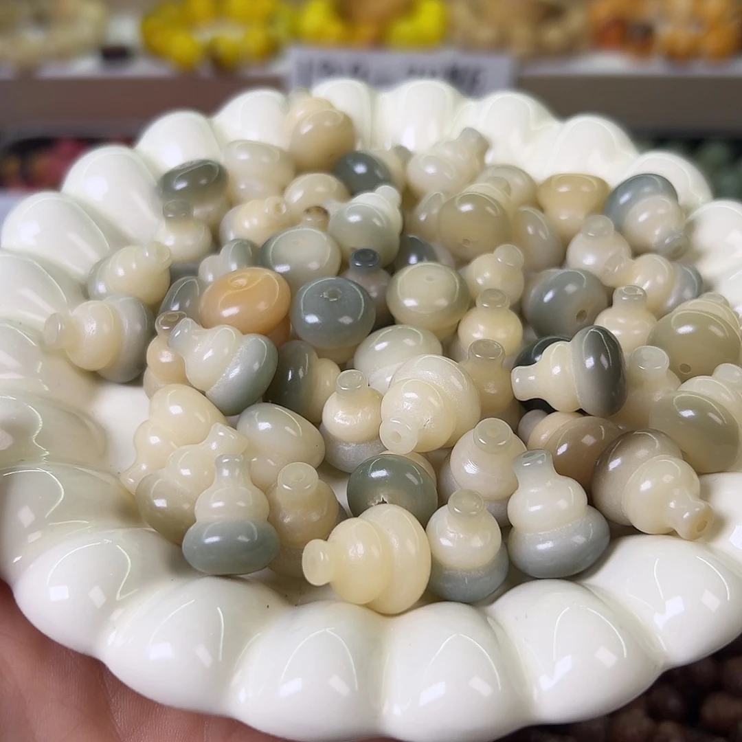 菩提根/象牙果手串瑕疵绿葫芦20颗有裂