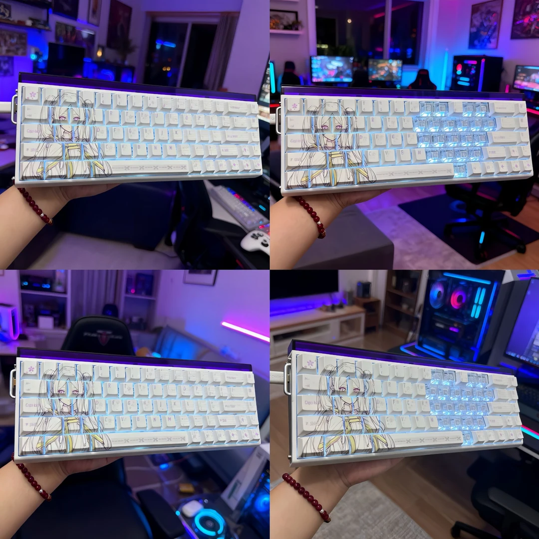 芙莉莲2.0正刻键帽全套加爱心透明键原厂高度PBT热升华适配606568