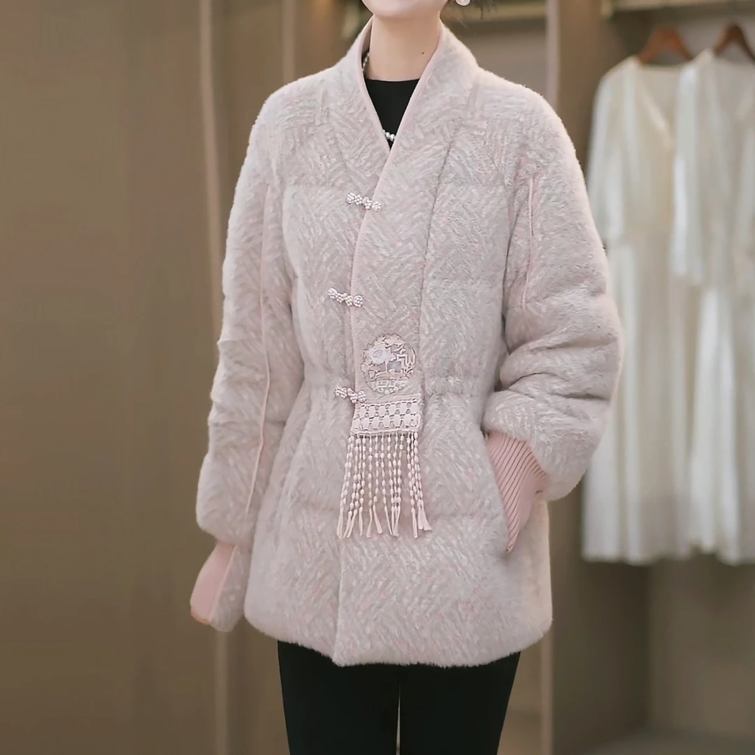 时尚白鸭绒羽绒服2025冬季新款女装修身洋气加厚保暖女士羽绒外套