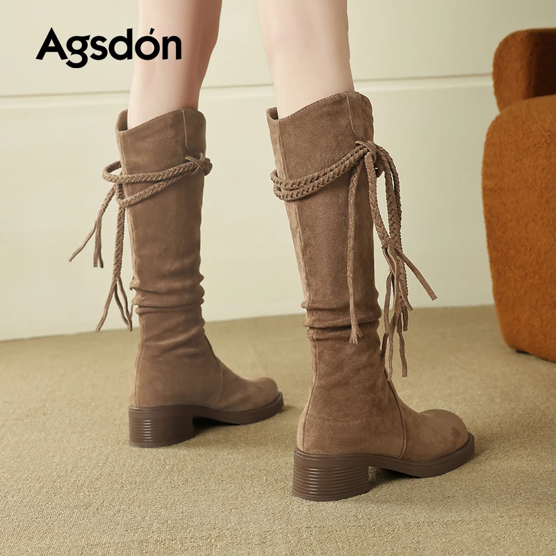 奥古狮登西部牛仔长筒靴女2025新款夏季废土风旅游穿搭骑士马丁靴