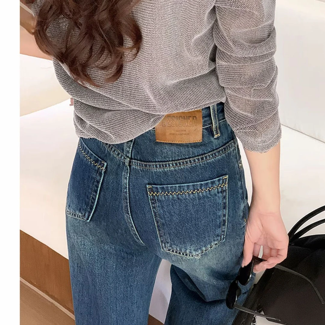 【现货+运费险】2025秋新款水洗软牛仔裤女窄版阔腿裤宽松显腿长