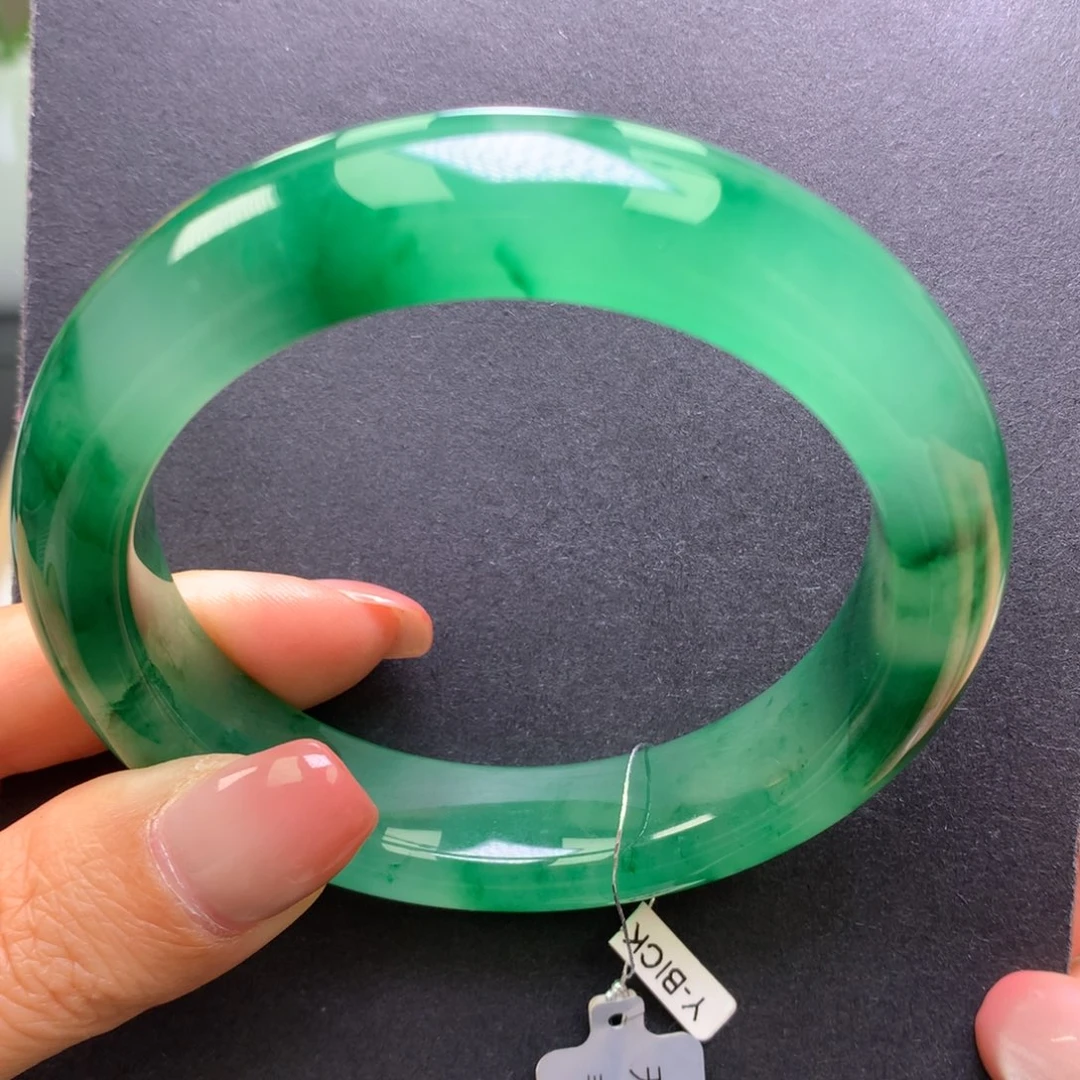 石英质玉（非洲翠）未镶嵌手镯5859辣绿冰飘花